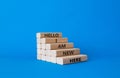 Hello I am a new hire symbol. Concept words Hello I am a new hire on wooden blocks. Beautiful blue background. Business and Hello Royalty Free Stock Photo