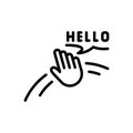 Black line icon for Hello, gesturing and hand