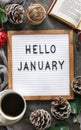 Hello January greeting card Royalty Free Stock Photo