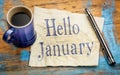 Hello January greeting card Royalty Free Stock Photo