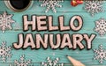 Hello January greeting card Royalty Free Stock Photo