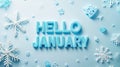 Hello January Icy 3D Flat Lay Royalty Free Stock Photo