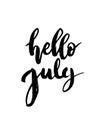 Hello july brush lettering.