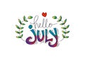 Hello July greeting card.