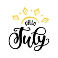 Vector hand lettering composition of Hello July quote