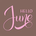 Hello June lettering. Royalty Free Stock Photo