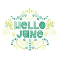 Hello June lettering. Royalty Free Stock Photo