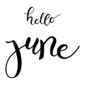 Hello june lettering hand typography text isolated Royalty Free Stock Photo