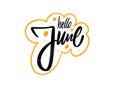 Hello June. Season summer calendar month. Hand drawn colorful lettering text. Royalty Free Stock Photo