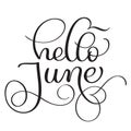 Hello June text on white background. Vintage Hand drawn Calligraphy lettering Vector illustration EPS10