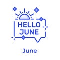 Hello june vector design, isolated on white background