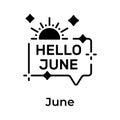 Hello june vector design, isolated on white background