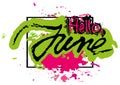 Hello June. Welcoming card with lettering