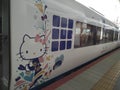 Hello Kitty Haruka train to airport in Japan