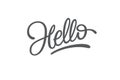 Hello Lettering on white isolated background. Typography for logo design, sticker, badge, banner, greeting, poster Royalty Free Stock Photo