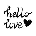 Hello love black and white vector card