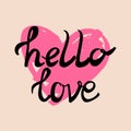 Hello love vector card with heart