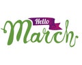 Hello March. Hand written doodle word