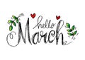 Hello March lettering