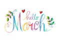 Hello March lettering Royalty Free Stock Photo
