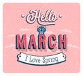 Hello march typographic design.