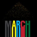 Hello march vector template. Design for banner, greeting cards or print