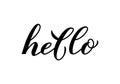 Hello modern calligraphy hand lettering isolated on white. Word Hello written with brush. Vector template for typography posters, Royalty Free Stock Photo