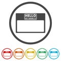 Hello my name card, with Copy Space icons set, 6 Colors Included Royalty Free Stock Photo