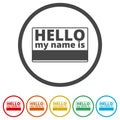 Hello my name card, with Copy Space icons set, 6 Colors Included Royalty Free Stock Photo