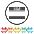 Hello my name card, with Copy Space icons set, 6 Colors Included Royalty Free Stock Photo