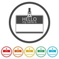 Hello my name card, with Copy Space icons set, 6 Colors Included Royalty Free Stock Photo