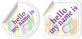 Hello my name is color signs sticker set