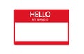 Hello, my name is introduction red flat label Royalty Free Stock Photo