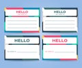 `Hello My Name Is...` Name Tag Set. Label sticker on white background. Vector illustration. Royalty Free Stock Photo