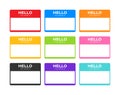 Hello My Name Is... Name Tag Set. Label sticker on white background. Vector illustration. Royalty Free Stock Photo