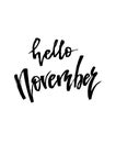 Hello November Autumn brush lettering.