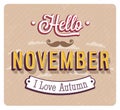 Hello november typographic design.