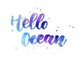 Hello Ocean watercolor lettering