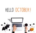 Hello October message Royalty Free Stock Photo