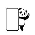 hello panda icon with bubble text