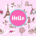 Hello Paris theme card template design