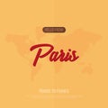 Hello from Paris. Travel to France. Touristic greeting card. Vector illustration.