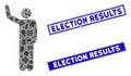 Hello Pose Mosaic and Scratched Rectangle Election Results Seals Royalty Free Stock Photo