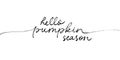 Hello pumpkin season vector linear style lettering