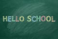 Hello School. Illustration on greenboard