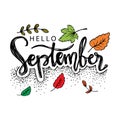 Hello September hand lettering calligraphy