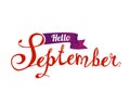 Hello September. Hand written doodle word Royalty Free Stock Photo