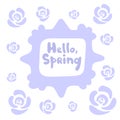 Hello sping - minimalistic doodle square card with lots of abstract roses. Tender lavender colors. Spring violet design