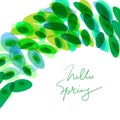 Hello spring, Abstract composition isolated on white. simple background art with ellipse circle pattern yellow blue green yellow