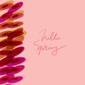 Hello spring, Abstract composition on pink. simple background textute art with ellipse circle pattern orange red burgundy brown